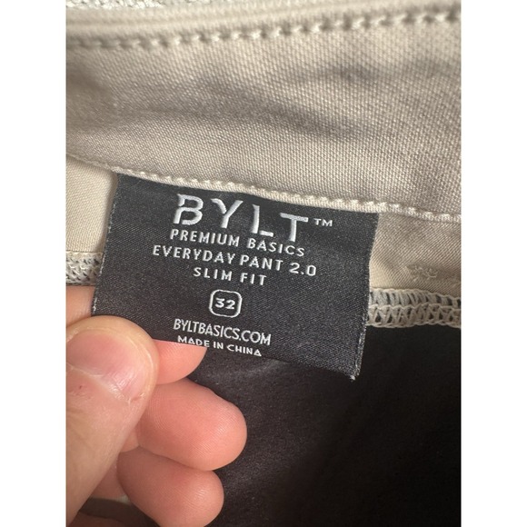 BYLT Pants Mens 32x30 Beige Everyday Pant 2.0 Slim Fit Performance Golf Stretch - Picture 5 of 11